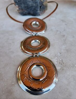Sterling Silver Hammered Circles Bold STATEMENT necklace